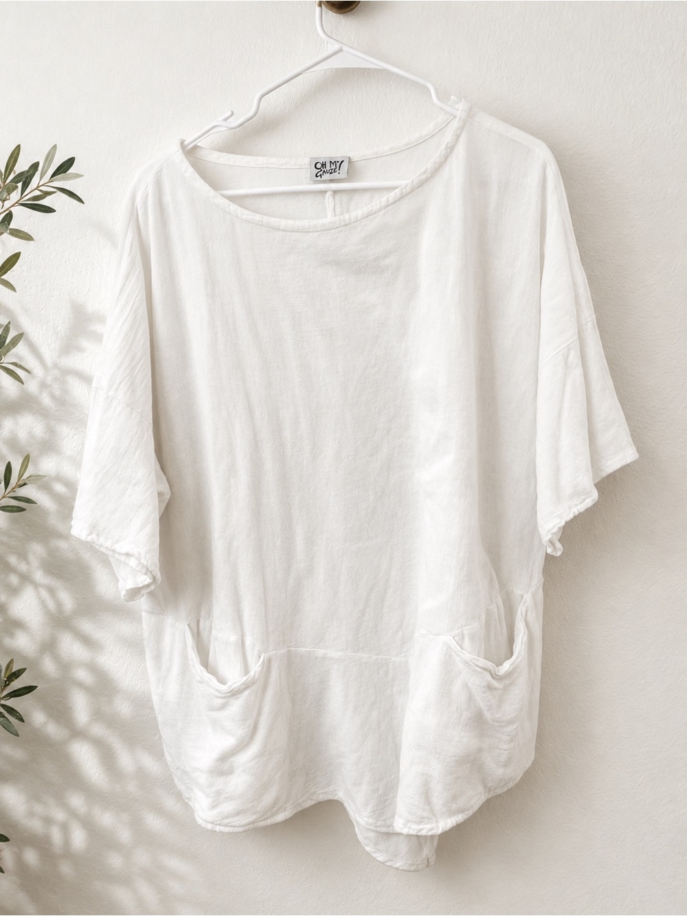 Oh My Gauze! White Relaxed Pocket Tunic